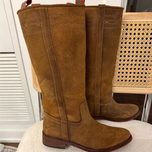 Free People Real Brown Suede Knee-High Boots- Made in Spain